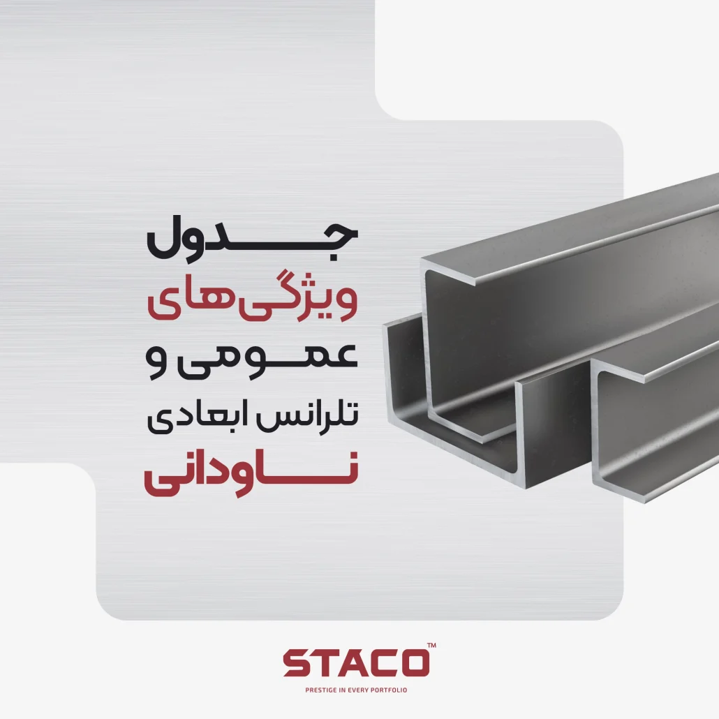 جدول ویژگی‌های عمومی و تلرانس ابعادی ناودانی