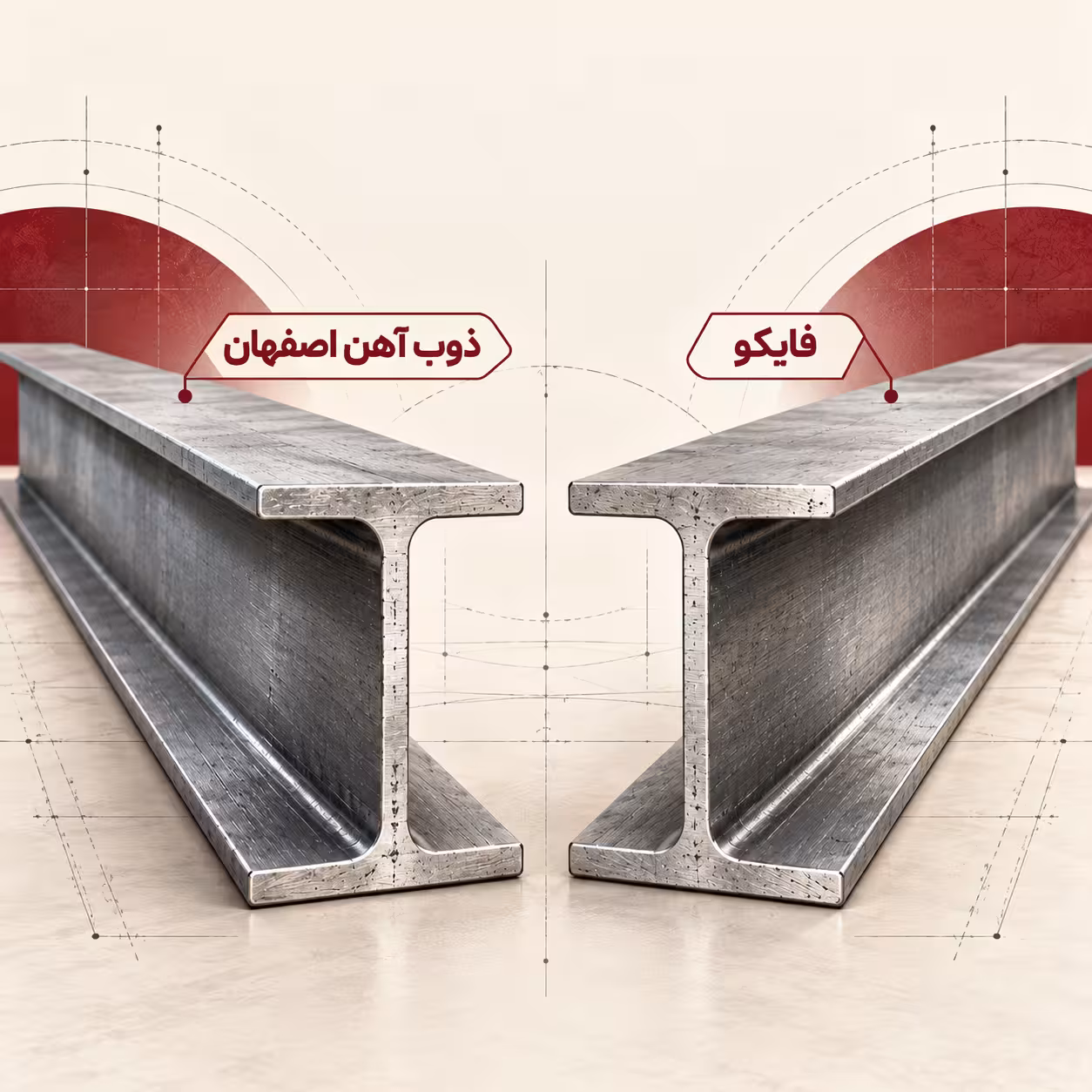 Twin steel beams perfectly balanced